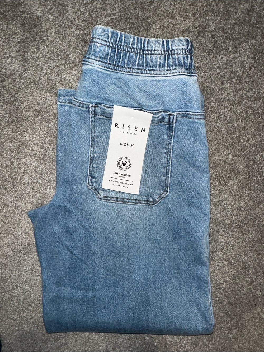 Risen Easy Street Elastic Waist Cropped Baggy Jeans